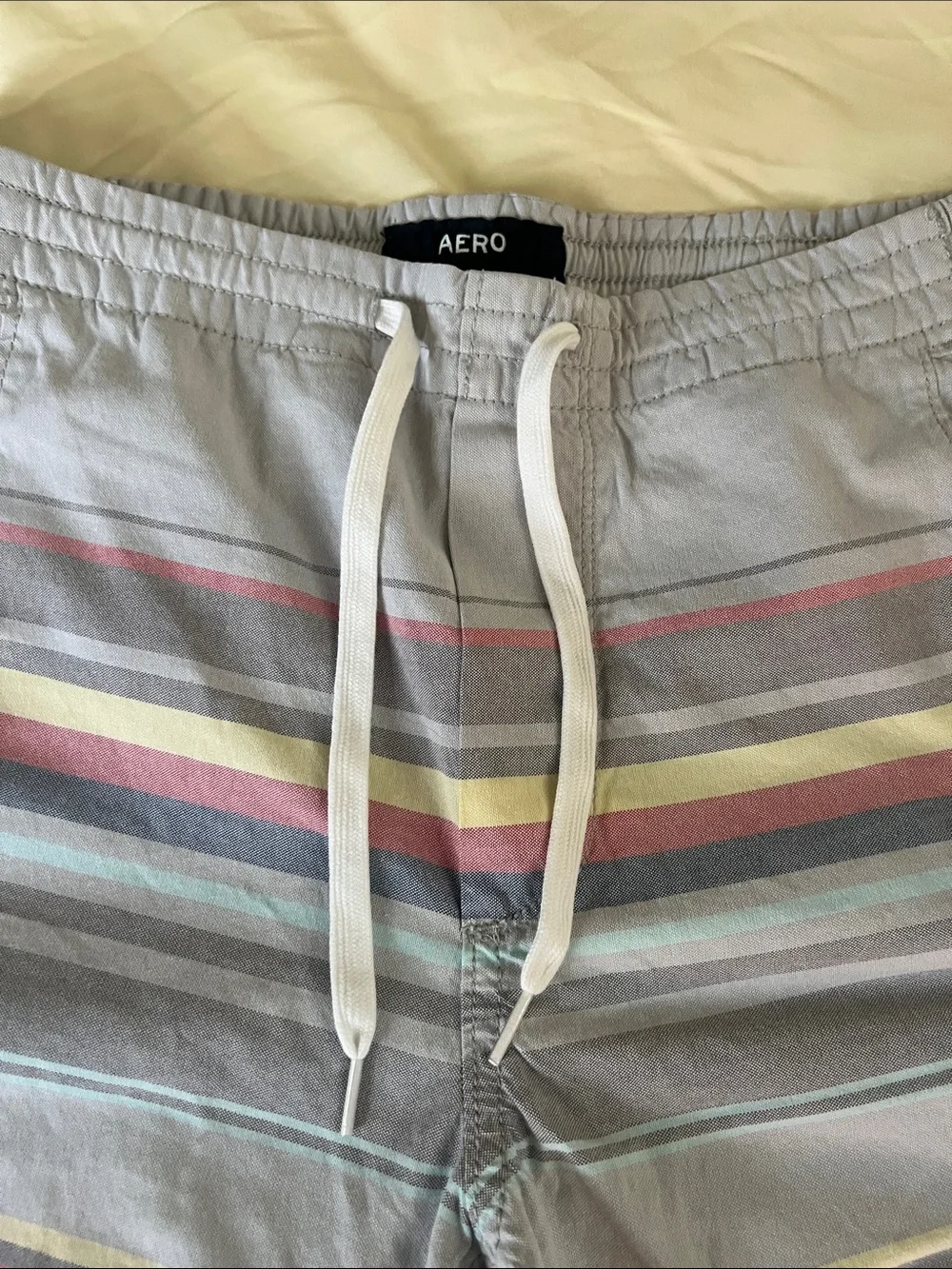 Aero Gray Stripe Men’s Drawstring Shorts